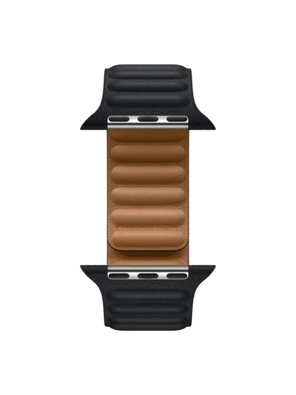 Apple Midnight Leather Link Watch Band — Black and Midnight